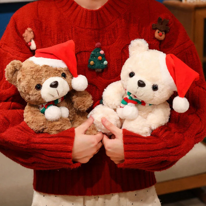 Lovely Cartoon Christmas Scarf Bear Penguin Soft Stuffed Elk Teddy Bear Doll Plush Toy Decoration Girl Boy Kids Christmas Gift