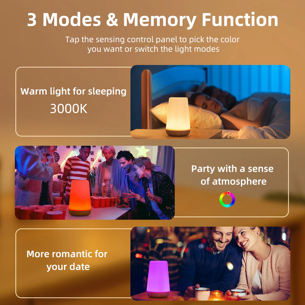 Sleeping Night Light Bedside LED Desktop Decoration Night Light Remote Control Touch 13 Colors Atmosphere Light Lamp with Hook