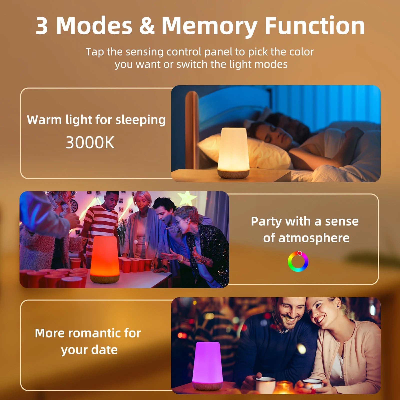 Sleeping Night Light Bedside LED Desktop Decoration Night Light Remote Control Touch 13 Colors Atmosphere Light Lamp with Hook