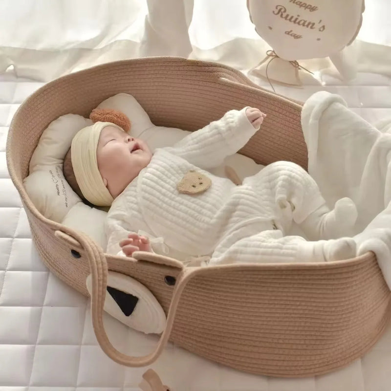 Newborn Infant Cradle Portable Outdoor Cotton Rope Woven Baby Sleeping Clothing Storage Nursery Storage Basket Toddler Nest Bed