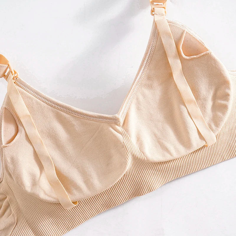 Plus Size Wireless Maternity Bra Front Open Gather Together Prevent Sagging Seamless 3D Breathable Comfortable Breastfeeding Bra