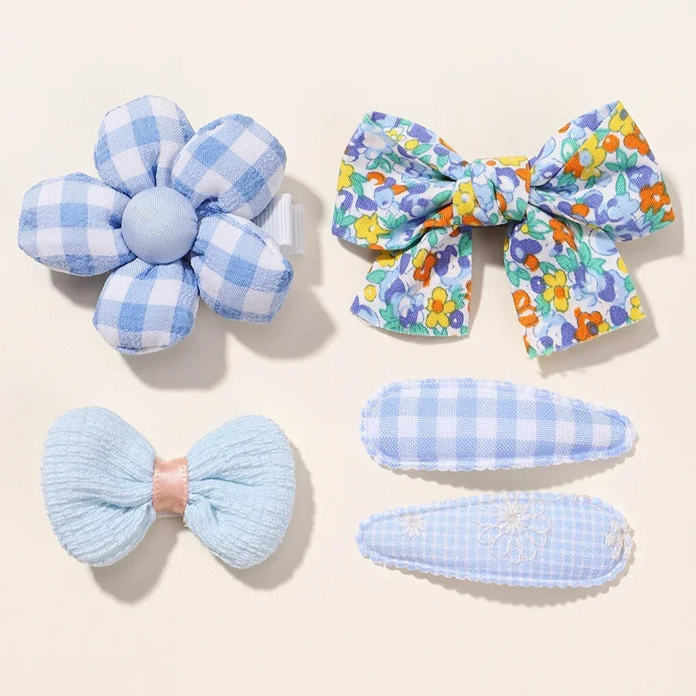 Mini Baby Girl Hair Clips Set 5Pcs Floral Bow Bunny Princess Hairpins for Toddler Girls