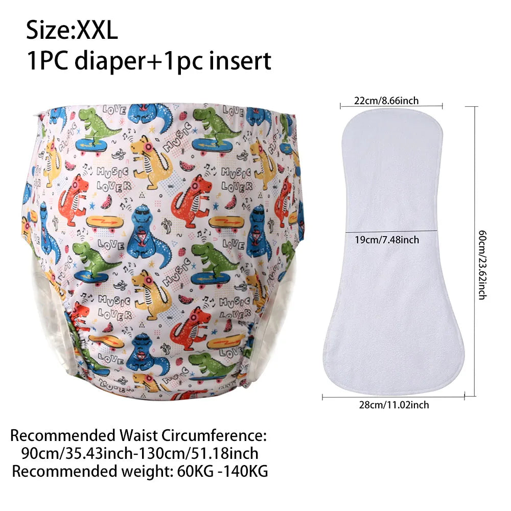 Ice Silk Adult Cloth Diaper Pants Waterproof Reusable Diapers Nappy Pads Anti Leak Breathable