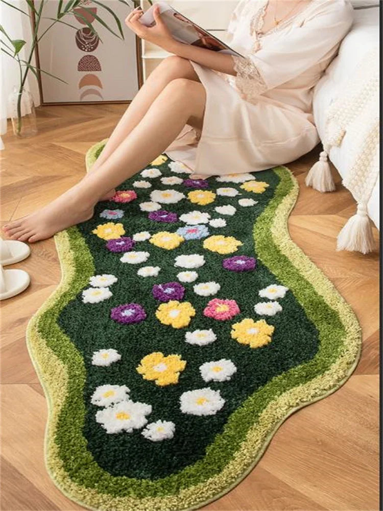 60X120Cm Irregular Flower Bathroom Mat Soft Fluffy Entrance Carpet Area Floor Pad Doormat Bedroom Aesthetic Home Room Decor