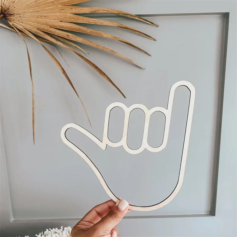 Scandinavian-Inspired Wooden Gesture Wall Art - Handmade Decor
