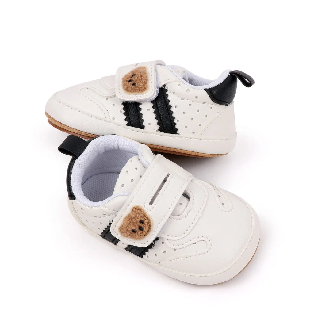 2025 0-18 Months Baby Boys Girls Sneakers Cute Bear Embroidery Infant First Walking Shoes Non-Skid Athletic Shoes