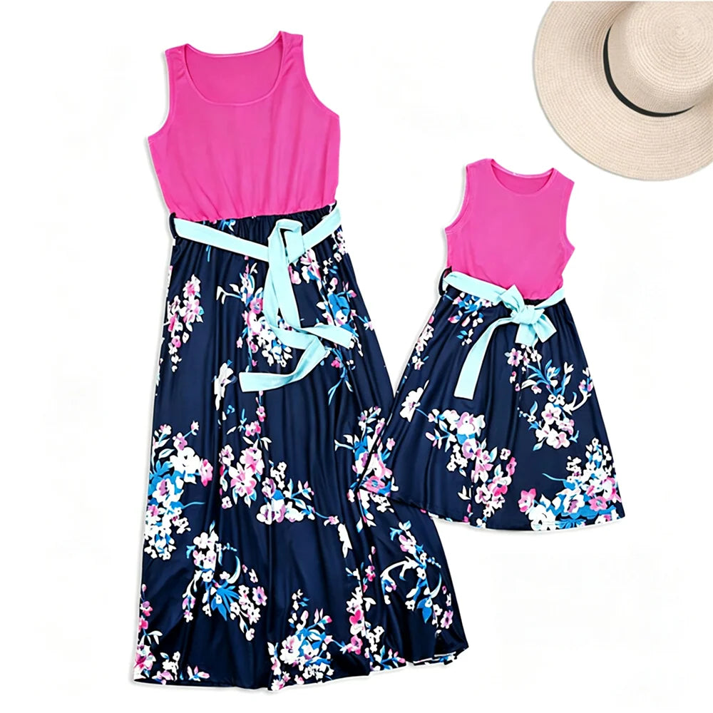 Summer Dress Women Casual Family Matching Outfits Mother Daughter Dress Girl Robe Boho Dresses Children's Clothing Vestidos