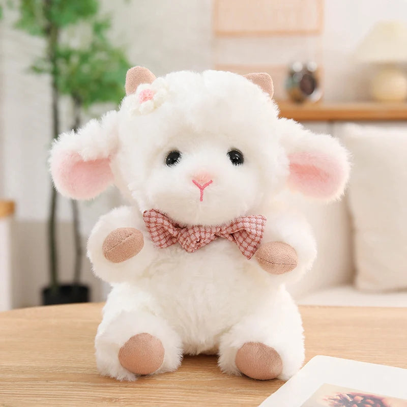 Nice Plush Sheep Toy 23cm With Pink Ears And Removable Apron Soft Stuffed Lamb Doll