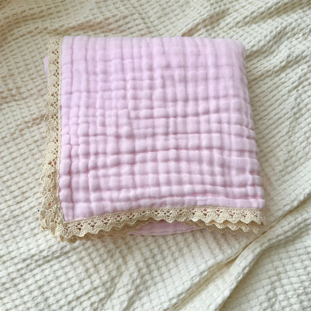 Newborn Baby Bath Towel 6 Layer Gauze Muslin Swaddle Cotton Receive Blankets Swaddling Wrap Lace Langer New Born Diapers Bedding