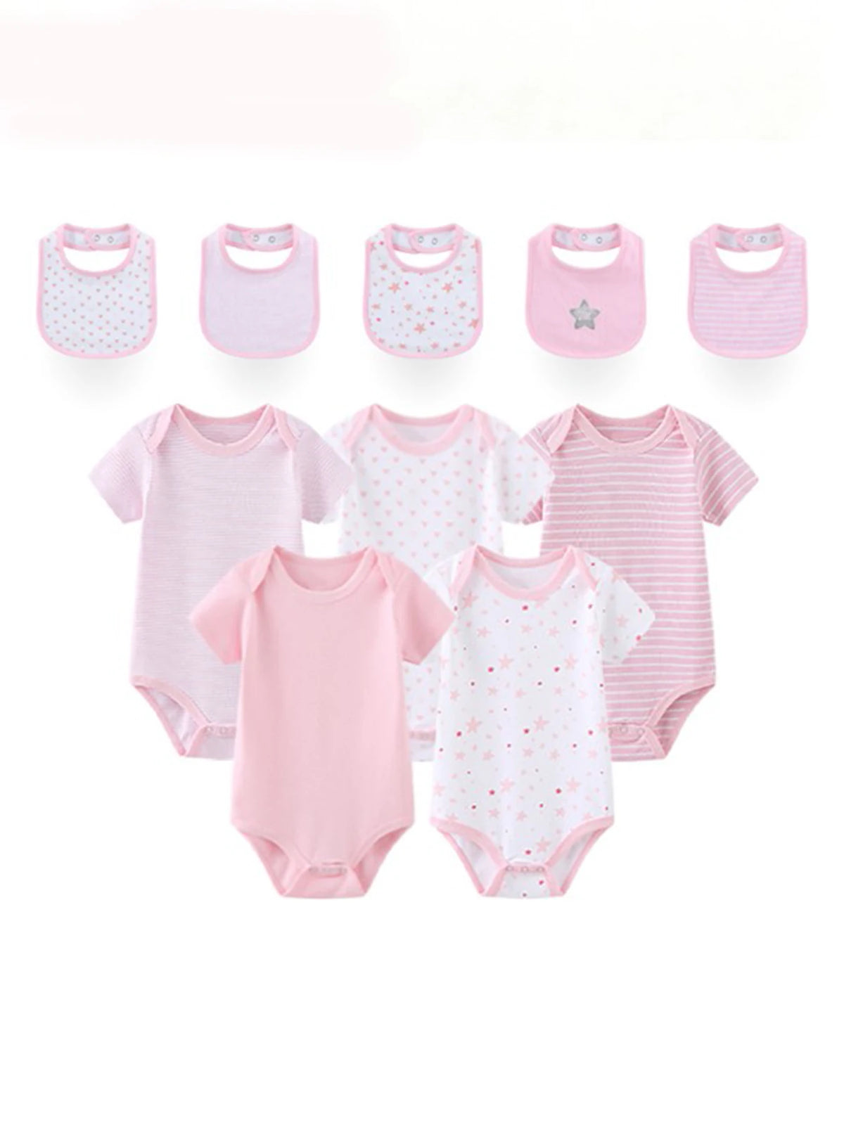 Bebe 10 Pack Baby Bodysuits And Bibs Set Unisex 0 12 Months Summer Newborn Clothing
