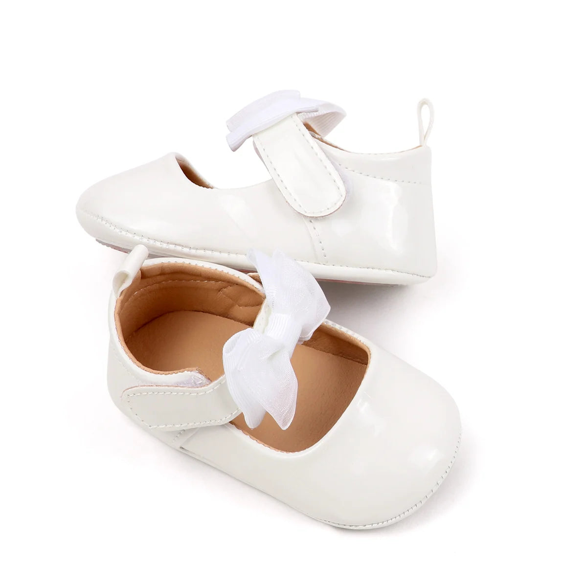 Spring And Autumn Baby Girls Cute Solid Color Bowknot Decor Soft Sole Flats Shoes First Walkers Non-Slip  Princess Shoes 0-18M