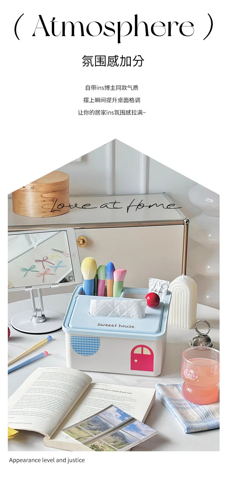 Cartoon Tissue Box Desktop Multi Functional Large Capacity Storage Box Cute Paper Towel Box Paper Drawer for Room Coffee Table