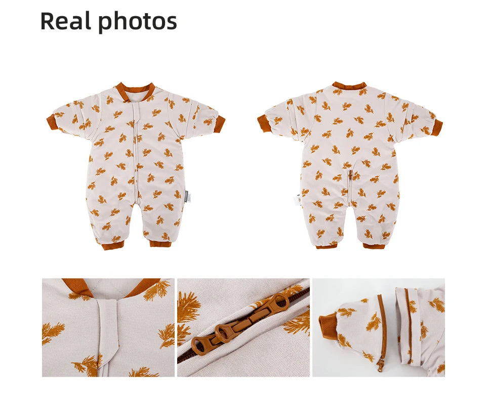 Baby Sleeping Bag 1-4Years Removable Sleeves Kids Winter Warm Sleepwear 3-Ways Zipper Design High Quality Baby Sleepsack
