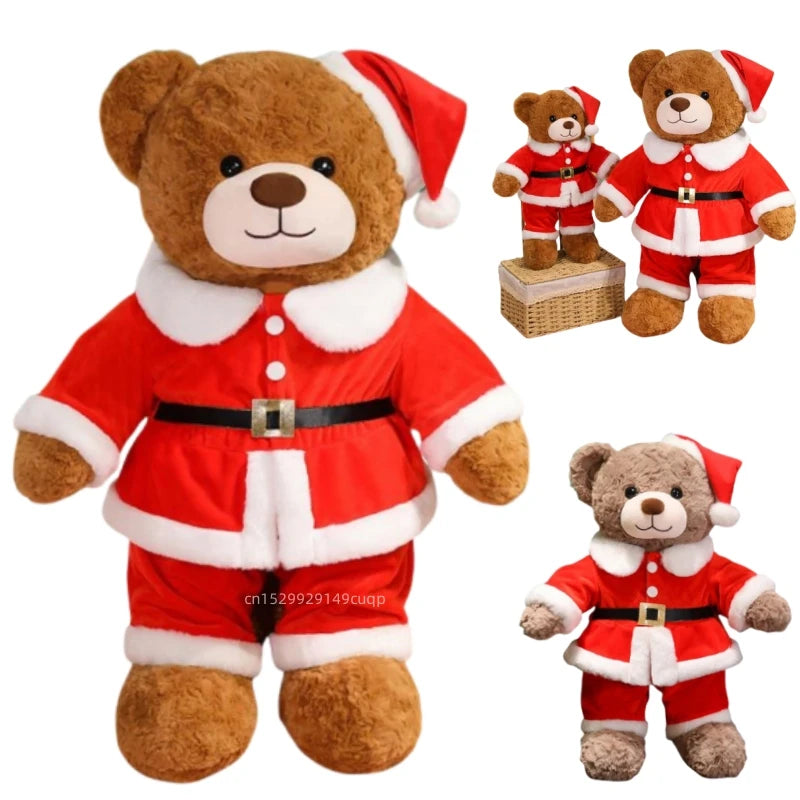 Hot 1pc 48/78cm Christmas Bear Plush Pillow Toy Cartoon Santa Bear Soft Stuffed Doll Cute Christmas Party Decor Kids Xmas Gifts
