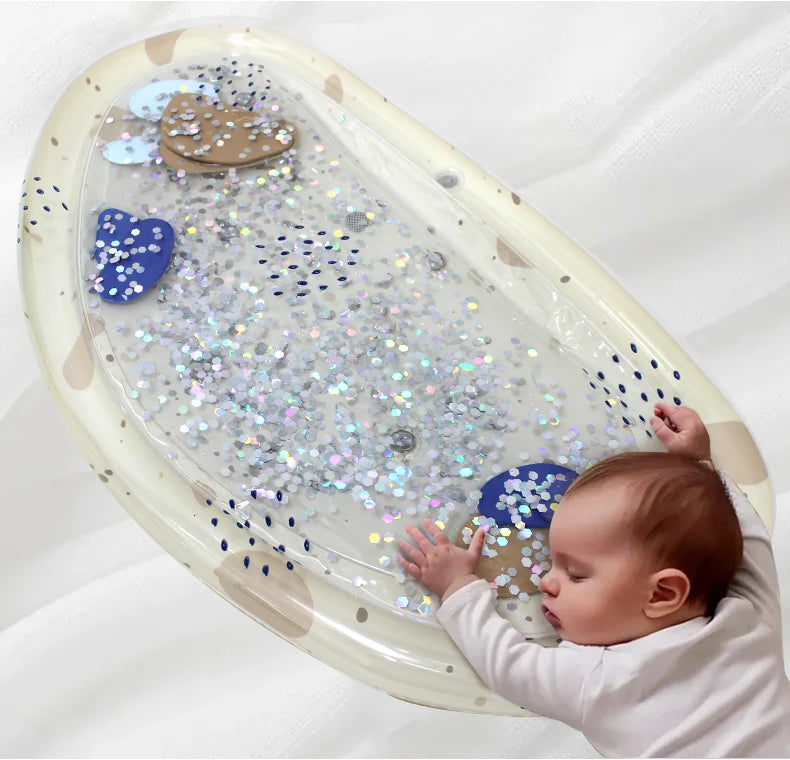 LED Light Up Baby Water Play Mat Inflatable Sensory Water Mat for Infants Toddlers Tummy Time Playmat
