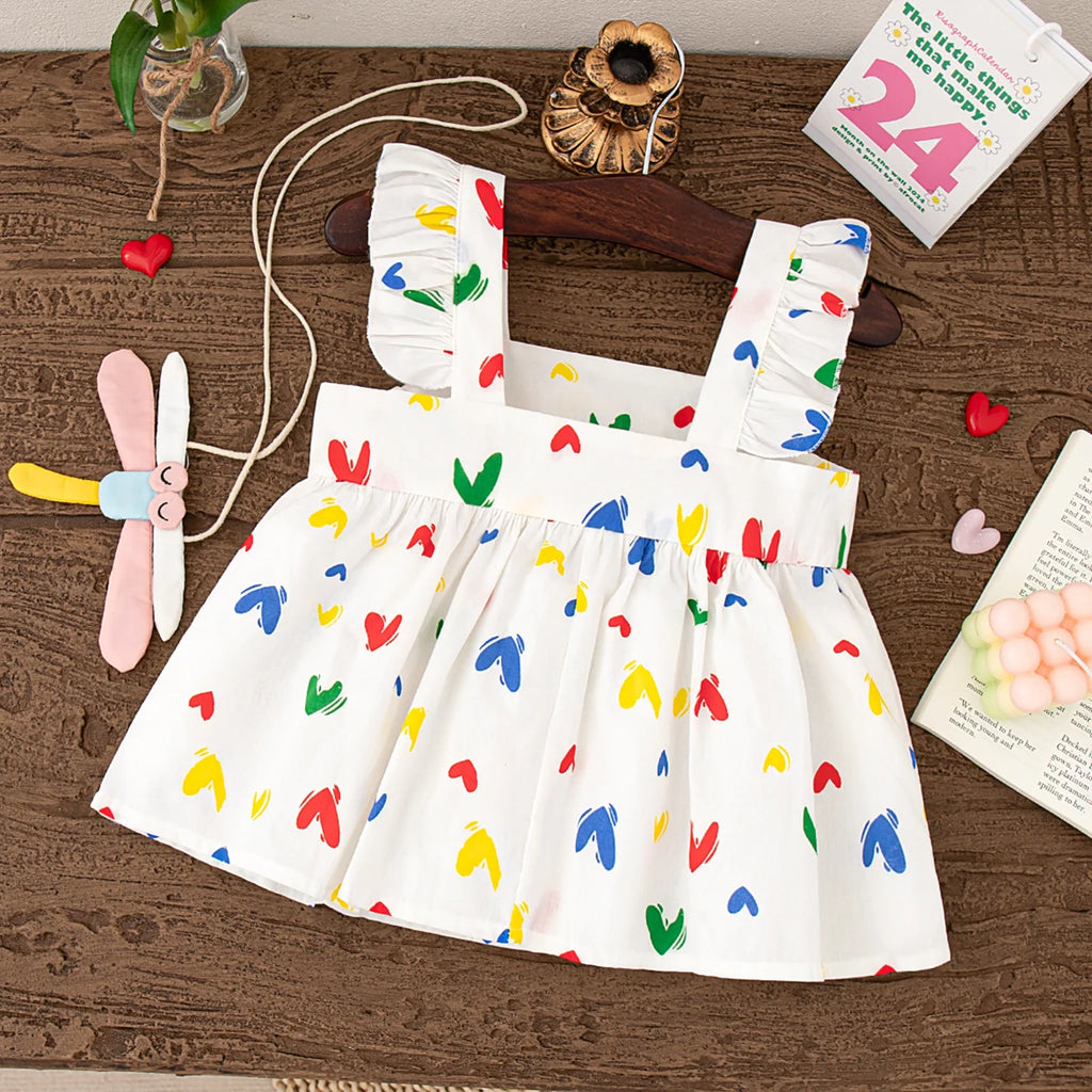 Send A Cartoon Ornament  Summer Cotton Comfortable Fashion Lovely Baby Girl Dress Korean Style Casual Toddler Beach Dress