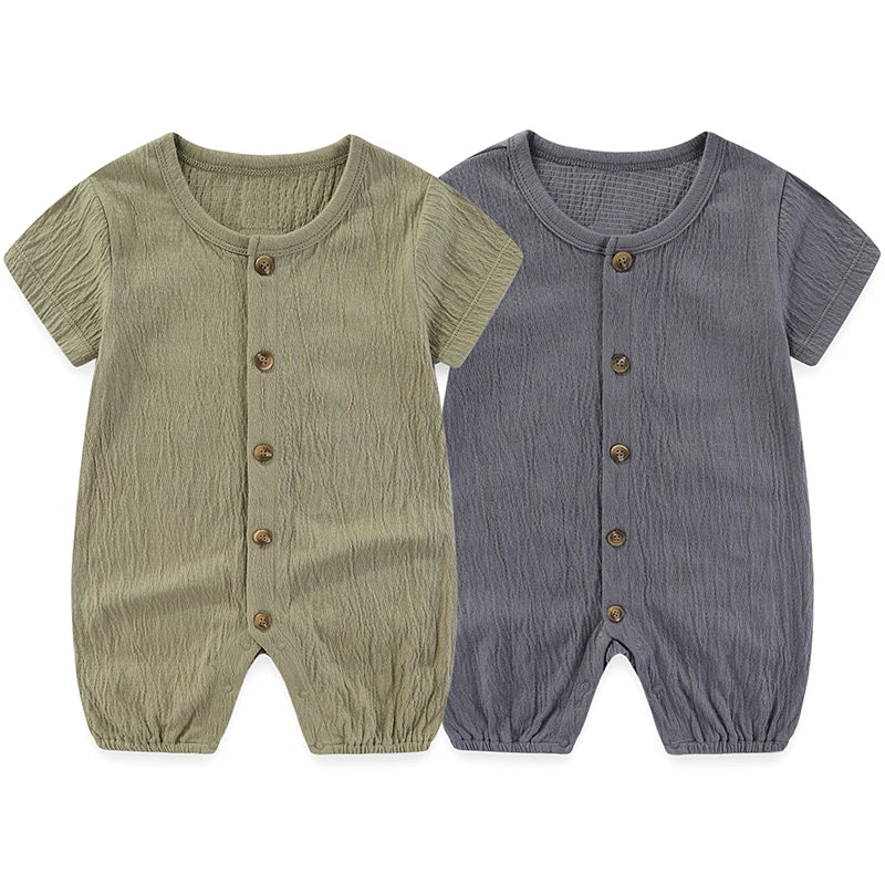 Fashion Cartoon 2-Piece Unisex Baby Rompers Short Sleeve 100 Percent Cotton Jumpsuit Style 2P