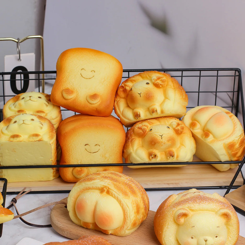 Kawaii Cartoon Animal Bread Squishy Slow Rising Squeeze Toy, Simulated Croissant Bun Fidget Toy Soft Stress Relief Toy Gift