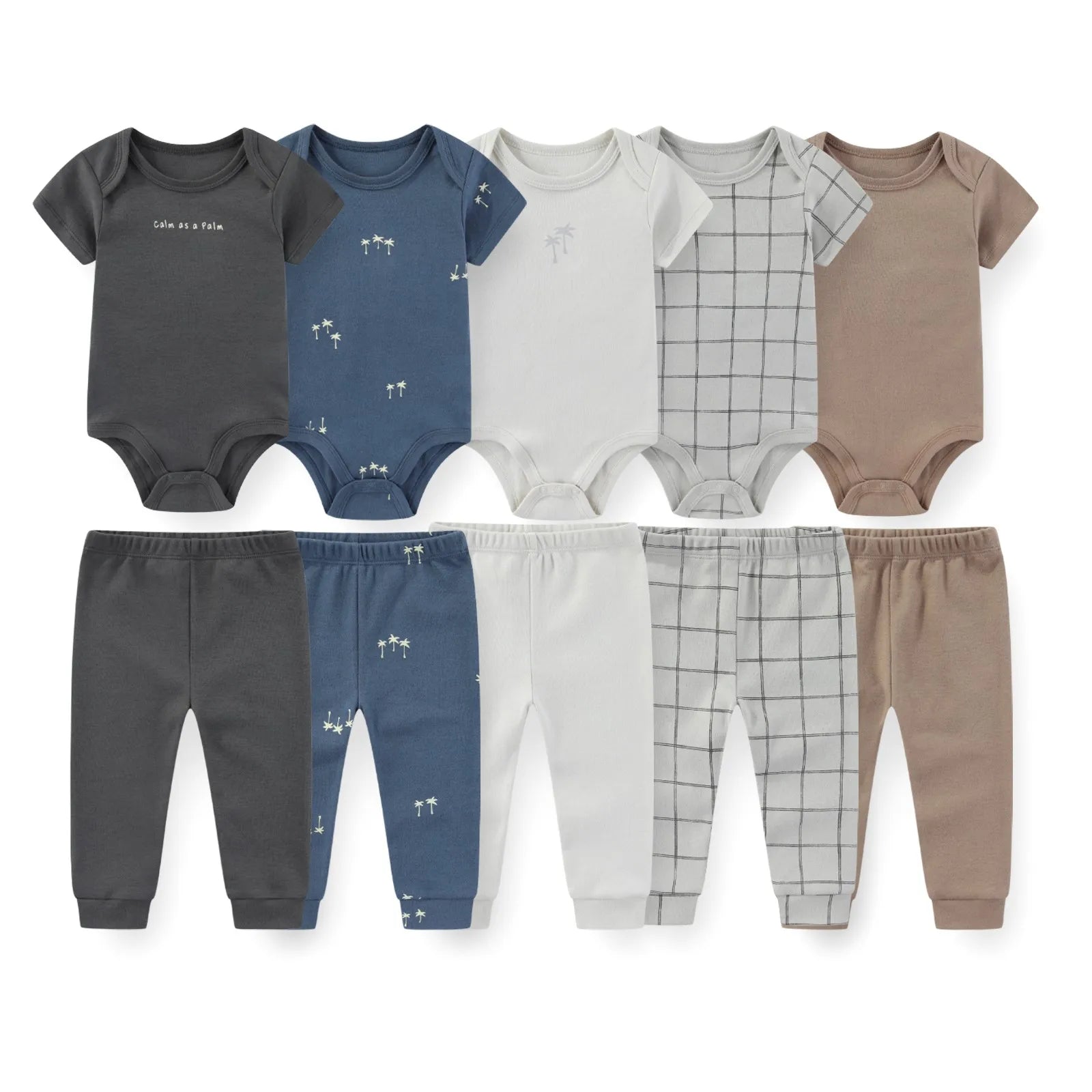 Kiddiezoom Baby Clothing Set Four Seasons Fashion Newborn Bodysuits and Pants 10 Pcs Lot