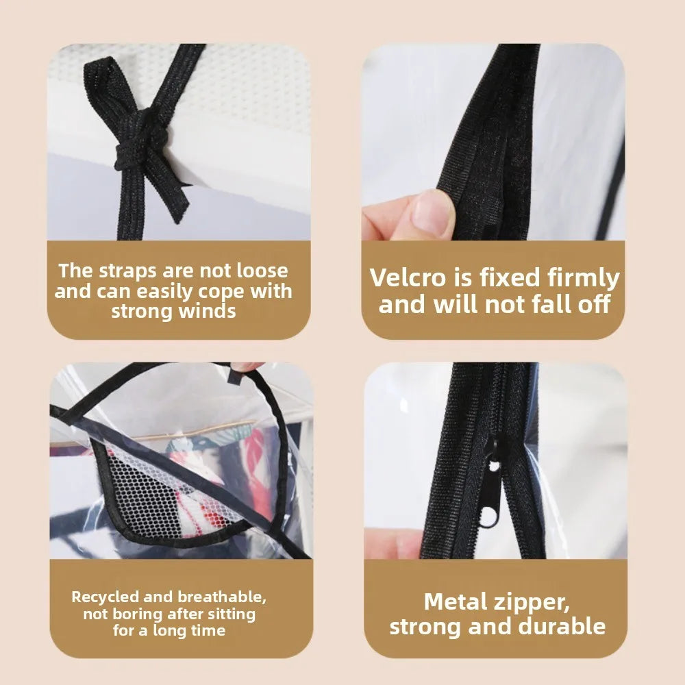 Transparent Baby Strollers Rainproof Cover Windproof Waterproof Baby Pram Rain Cover Travel Nobstructed View Pushchair Raincoat