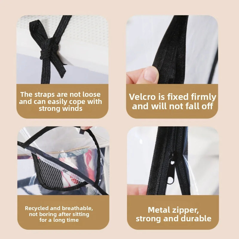Transparent Baby Strollers Rainproof Cover Windproof Waterproof Baby Pram Rain Cover Travel Nobstructed View Pushchair Raincoat