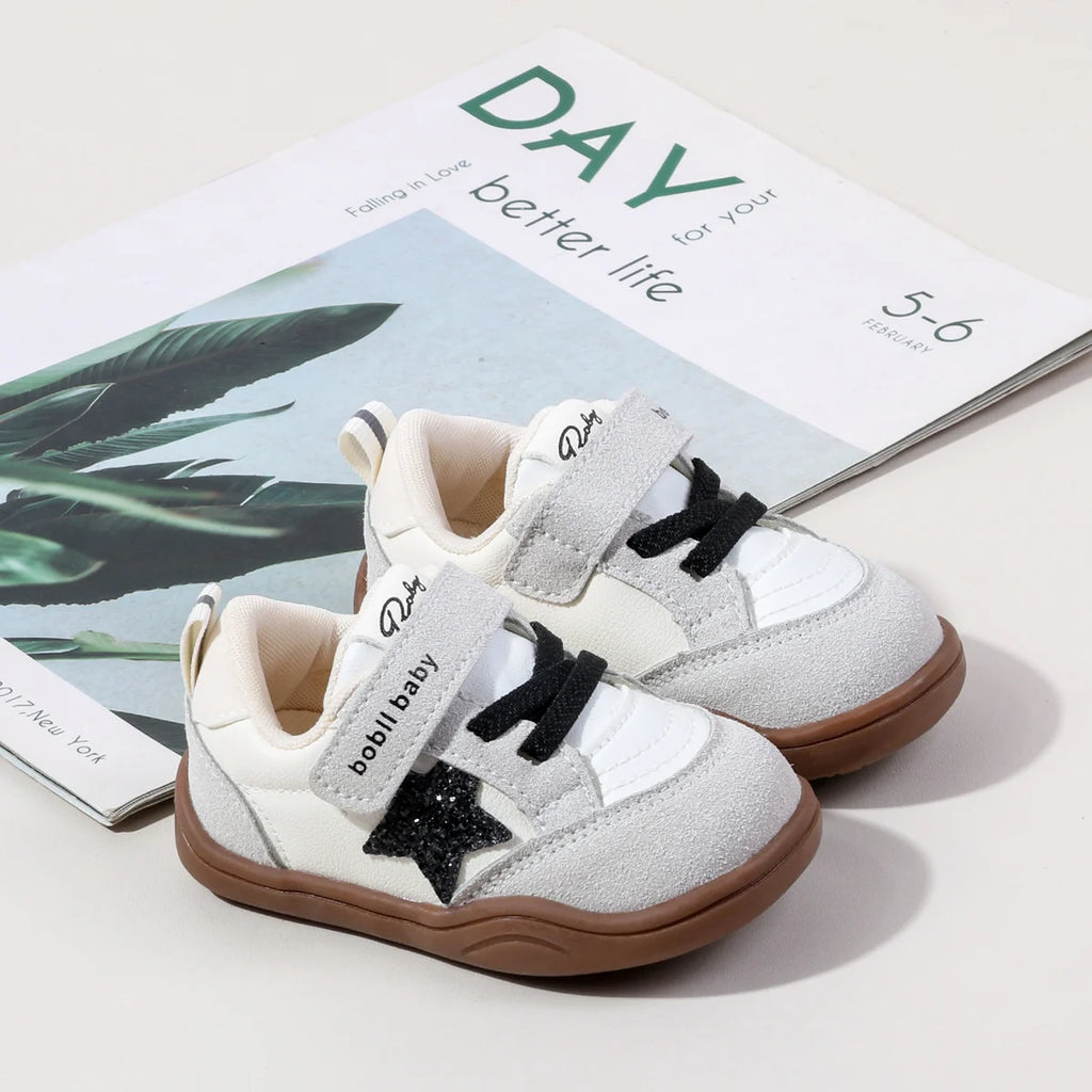 2025 Fashion Deisgn Baby Unisex First Walking Indoor Outdoor Sneakers With Glitter Star Decor Non-slip For 0-2Y Boys And Girls