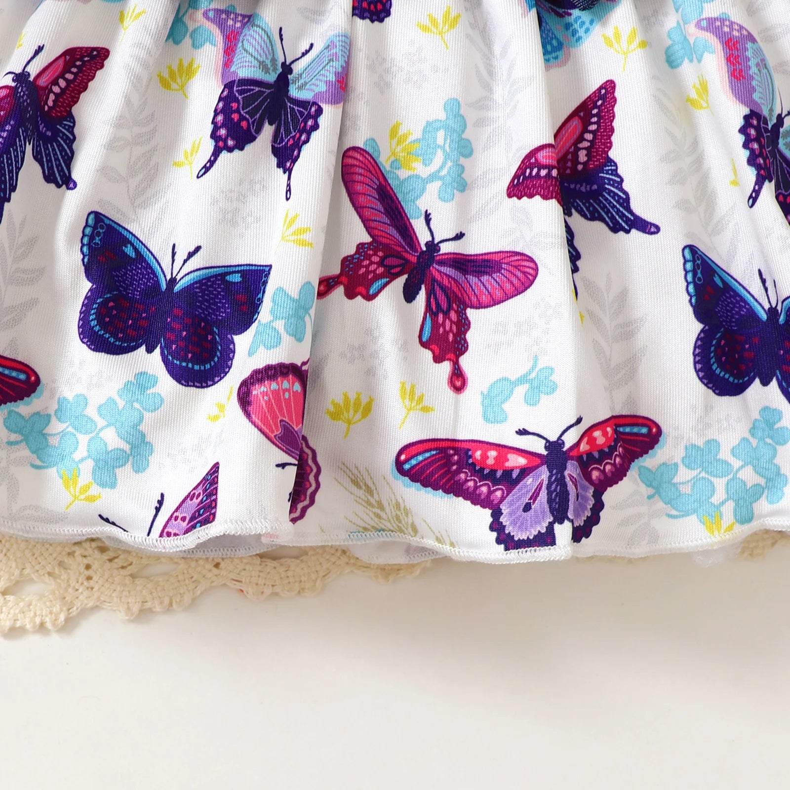 Baby girl Summer Set with Beautiful Butterfly Print Top and Flared Pants, Fashionable 2Pcs/Set for 0-3 Year old Girls' Clothing