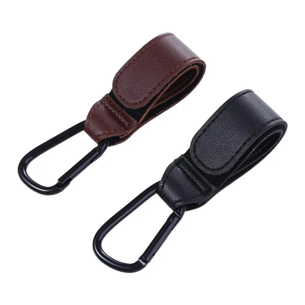 Portable Aluminum Alloy Carabiner Hanging Bags PU Leather Stroller Hooks Clips Cart Organizer Pram Hook Baby Bag Stroller Hook