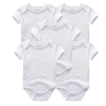 Pure White Five-Piece Unisex Short Sleeve Triangle Romper Baby Bodysuits 0-12 Months Summer Clothes for Boys And Girls