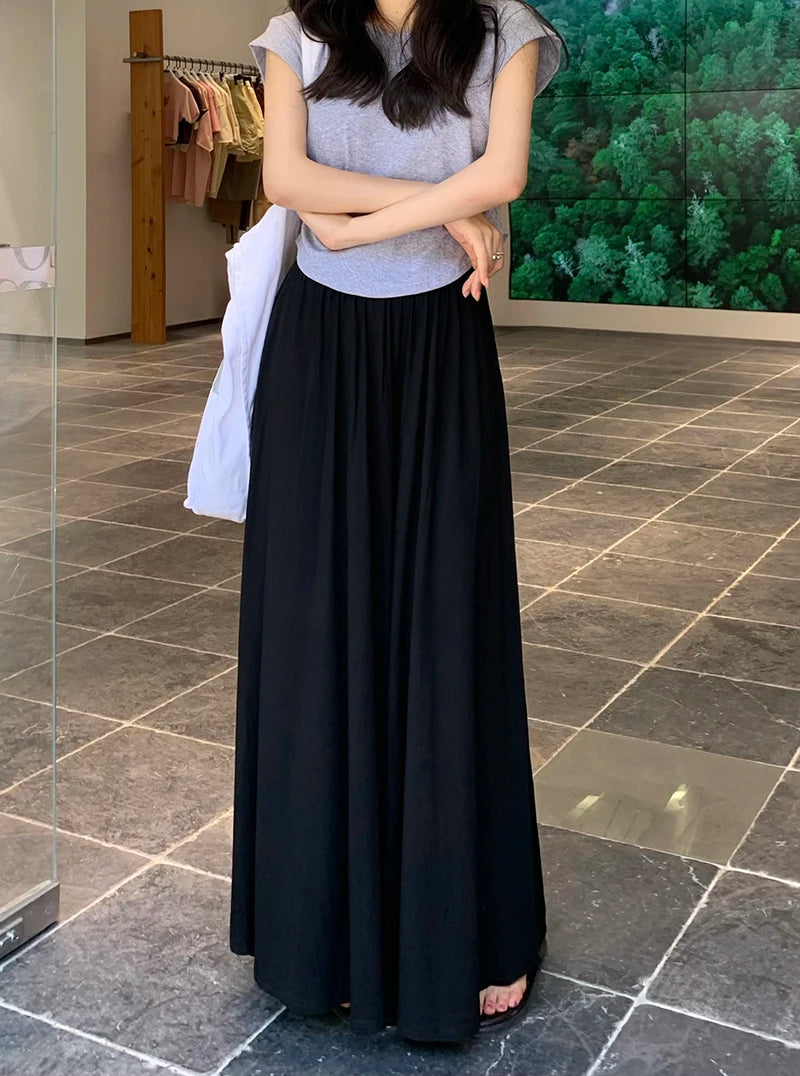 Korean Style Summer Pregnancy Belly Trousers Thin High Waist Wide Leg Floor-length Fashion Maternity Modal Pants Casual Trousers
