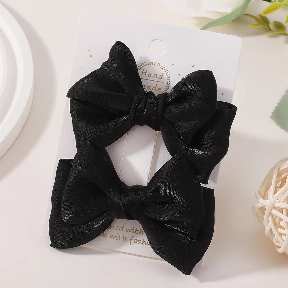 2Pcs/lot Princess Chiffon Bow Ponytail Hair Clips Girls Kids Hair Jewerly Hairpin Barrettes Fashion Hair Accessories