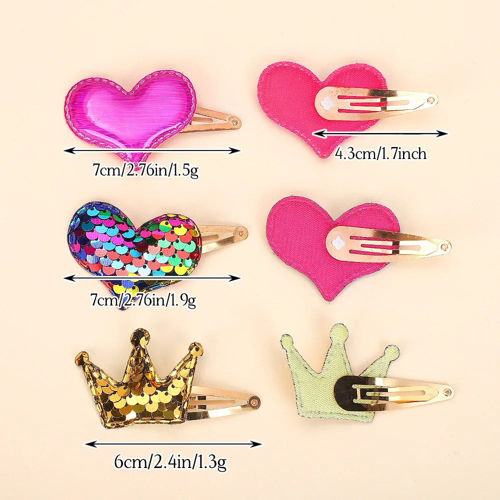 2Pcs Princess Sequin Star Heart  Hairpins Scale Cute for Girls Children Headwear Hairgrip Hair Clips Barrettes Hair Accessories