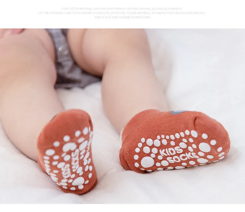 Non Slip Baby Toddler Socks Soft Anti Skid Floor Socks for Newborns and Infants With Rubber Grips For 0-5Years Cotton Baby Socks