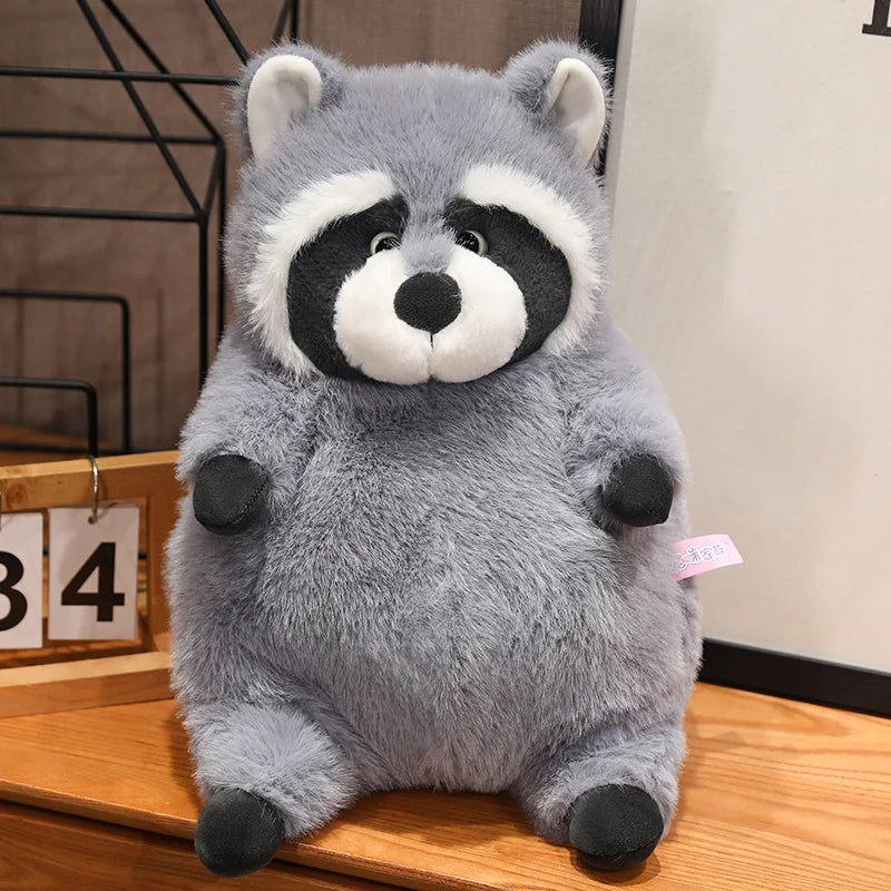 Artificial Fat Raccoon Plush Doll Grey Round Raccoon Animal Plush Toy Super Soft Christmas Gift For Boys And Girls
