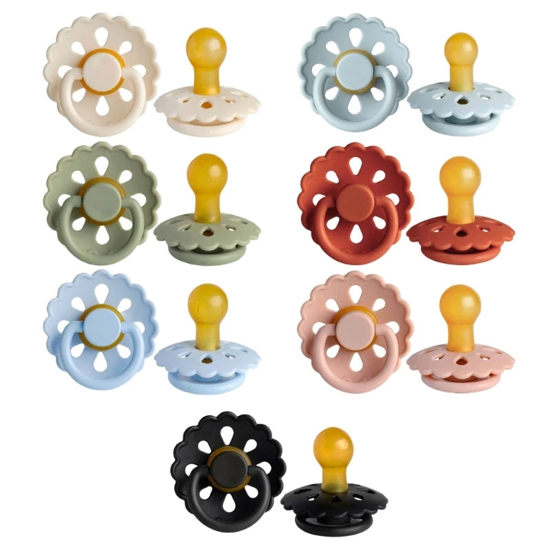 Soothing Pacifier for Newborns Flower Shaped Nipple for 0 to 6M Baby Boys Girls