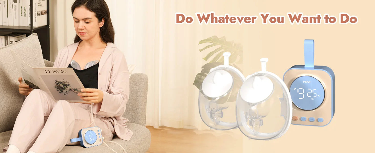 NCVI 2025 Hands Free Wearable Breast Pump,Combined with Strong Motor and Wearable Cups, 4 Modes 9 Levels, 21/24/28mm, Low Noise