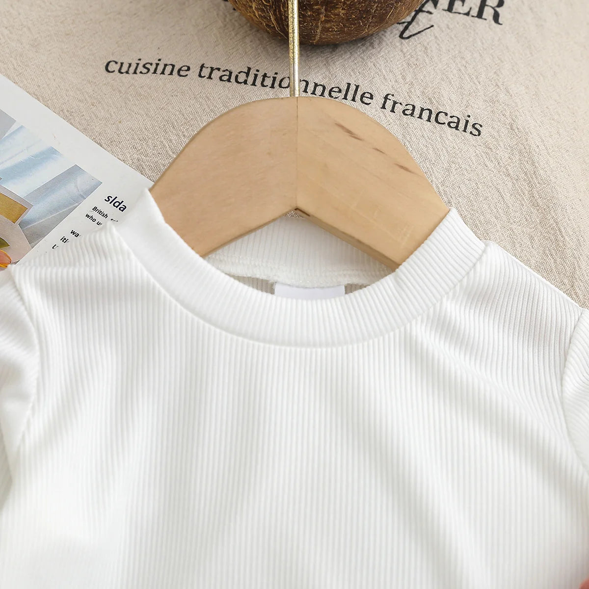 Baby Girl Spring Autumn Outfit White Long Sleeve Base Shirt + Bean Paste Pink Texture Plaid Butterfly Knot Halter Dress Two-Piec