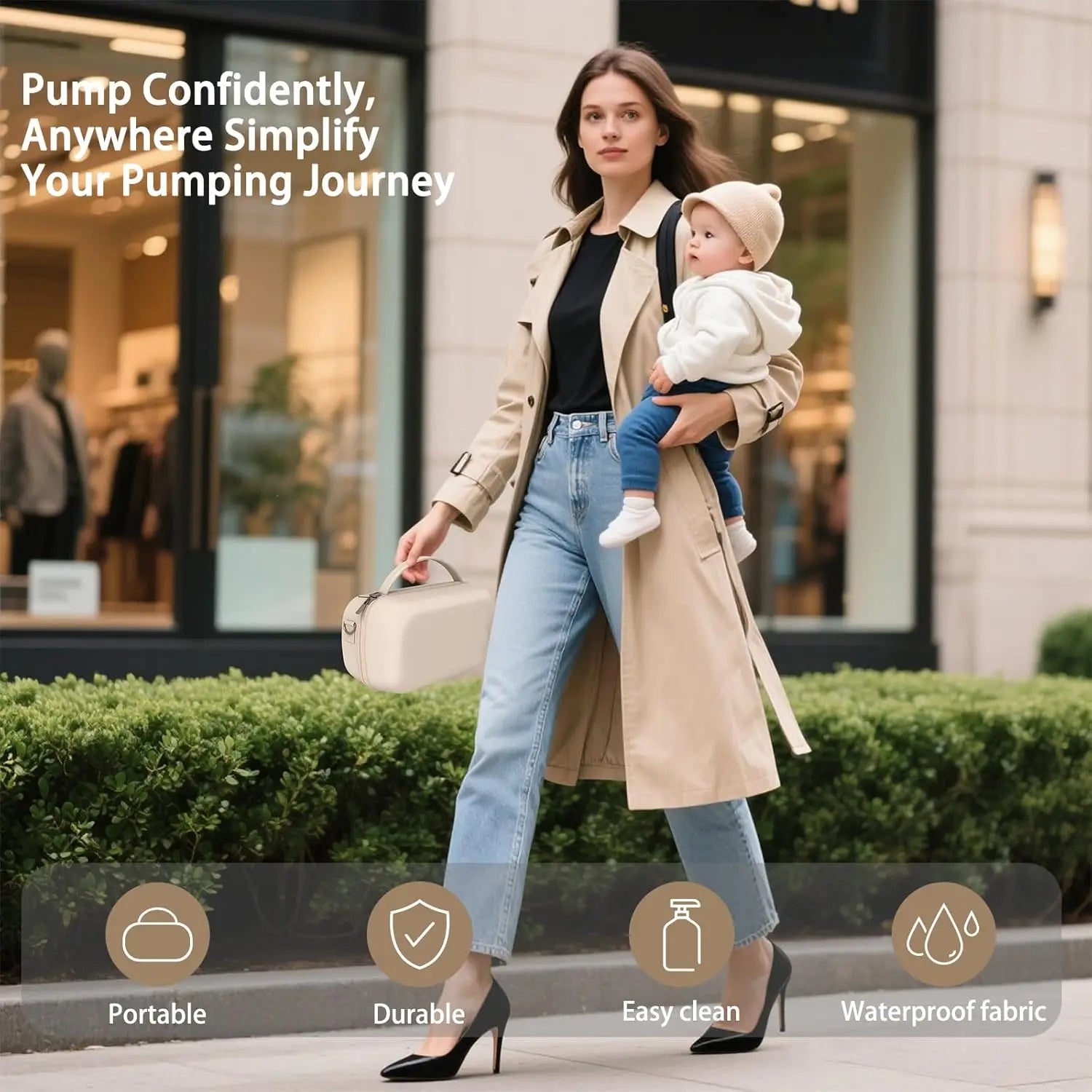 Wearable Breast Pumps Carrying Bag for Hands-Free Breast Pump, Hard Shell Case with Adjustable Crossbody Strap
