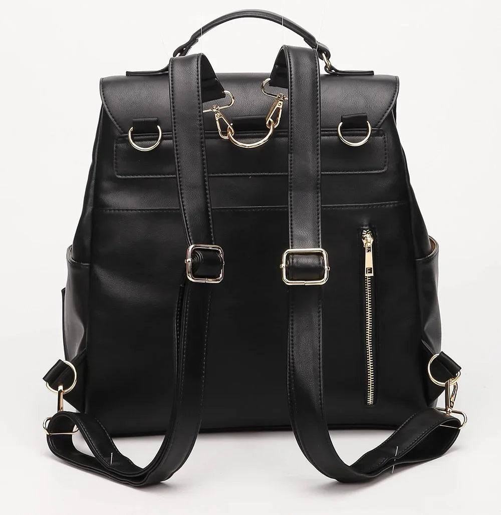 Waterproof Diaper Bag for Mommy Maternal PU Leather Nappy Backpack Baby Infant Organizer Changing Nursing Mom Pram Bag to Care