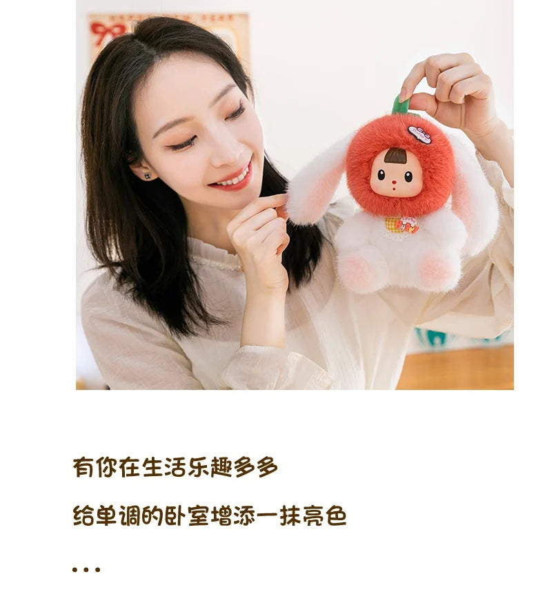 17cm Soft Vinyl Face Plush Little Dinosaur Tomato Rabbit Raccoon & Strawberry Doll Cute Cartoon Animal Stuffed Toy