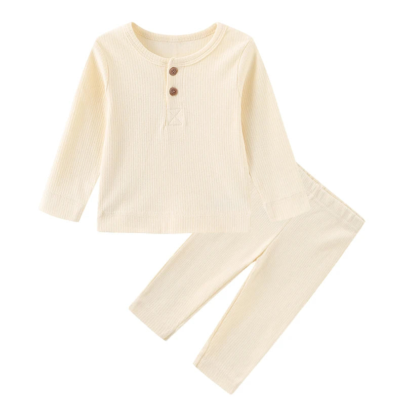 Kiddiezoom Autumn Winter Solid Long Sleeve Newborn 2pc Top and Pants Set KZAW2pc