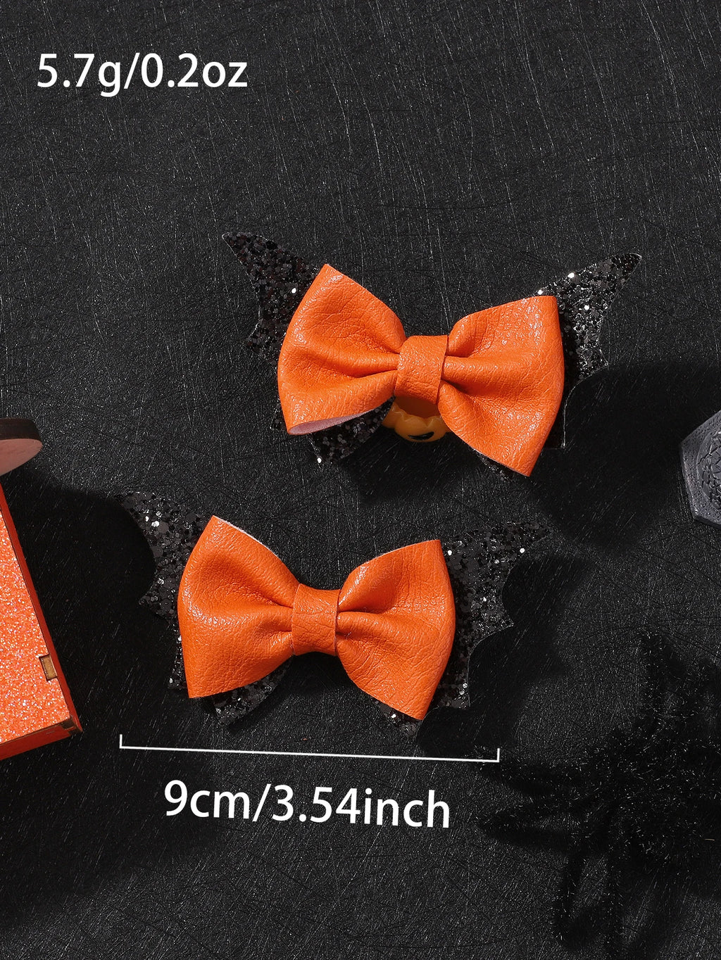 2pcs Halloween Barrettes Bat Wing Bow Hair Clips Girls Bangs Clips for Party Performance Headdress Barrettes Cosplay Headwear
