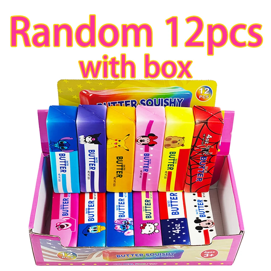 Blind Box 12PCS Butter Stick Squishy Toy Slow Rising Toy Butter Bar Brick Squishy Fidget Toy Anti Stress Release Hand Relax Gift