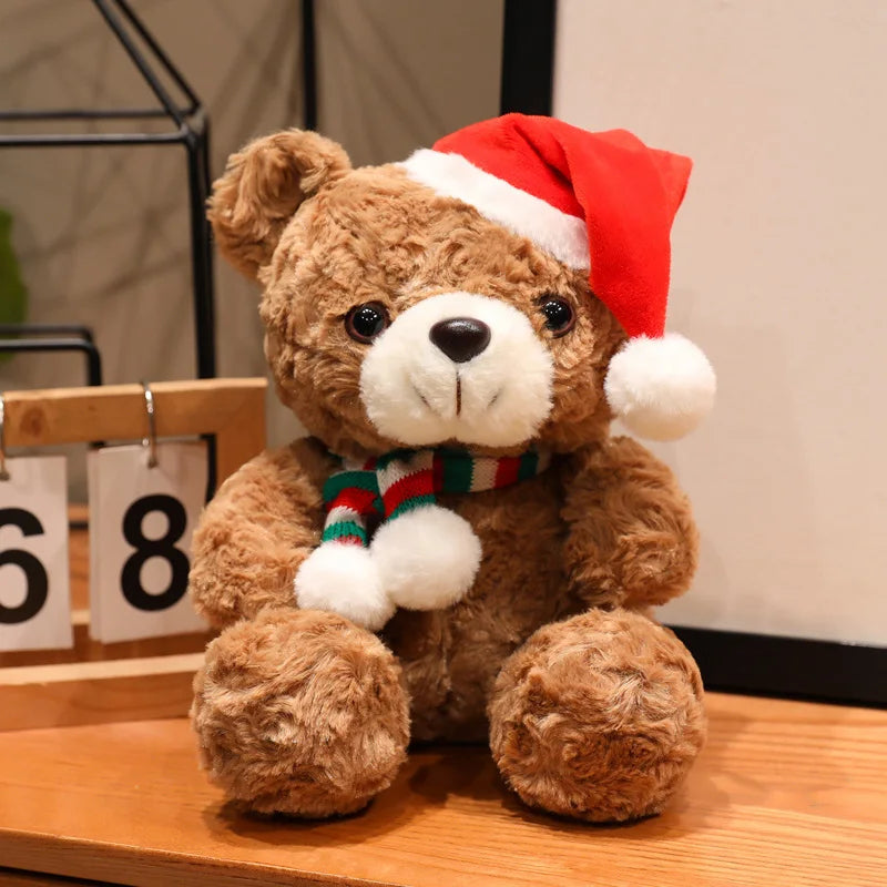Lovely Cartoon Christmas Scarf Bear Penguin Soft Stuffed Elk Teddy Bear Doll Plush Toy Decoration Girl Boy Kids Christmas Gift