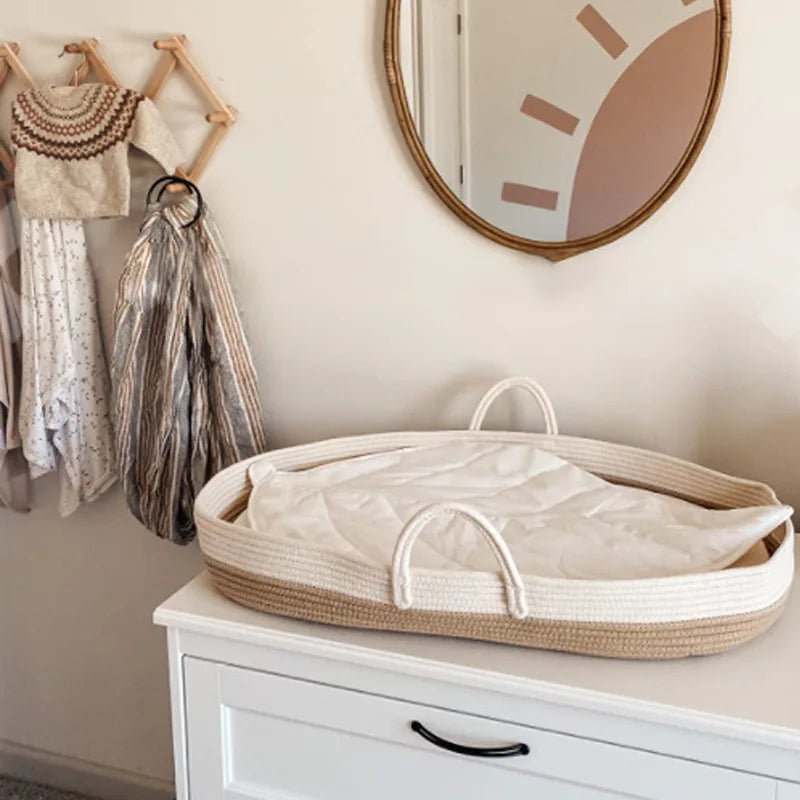 Portable Baby Carrying Basket Cradle for Newborn Woven Crib Bed Outdoor Sleeping Basket Nursery Storage Basket Photography Props