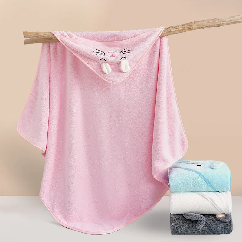 Personalized Baby Bath Towel with Name – Cartoon Animal Hooded Soft Towel