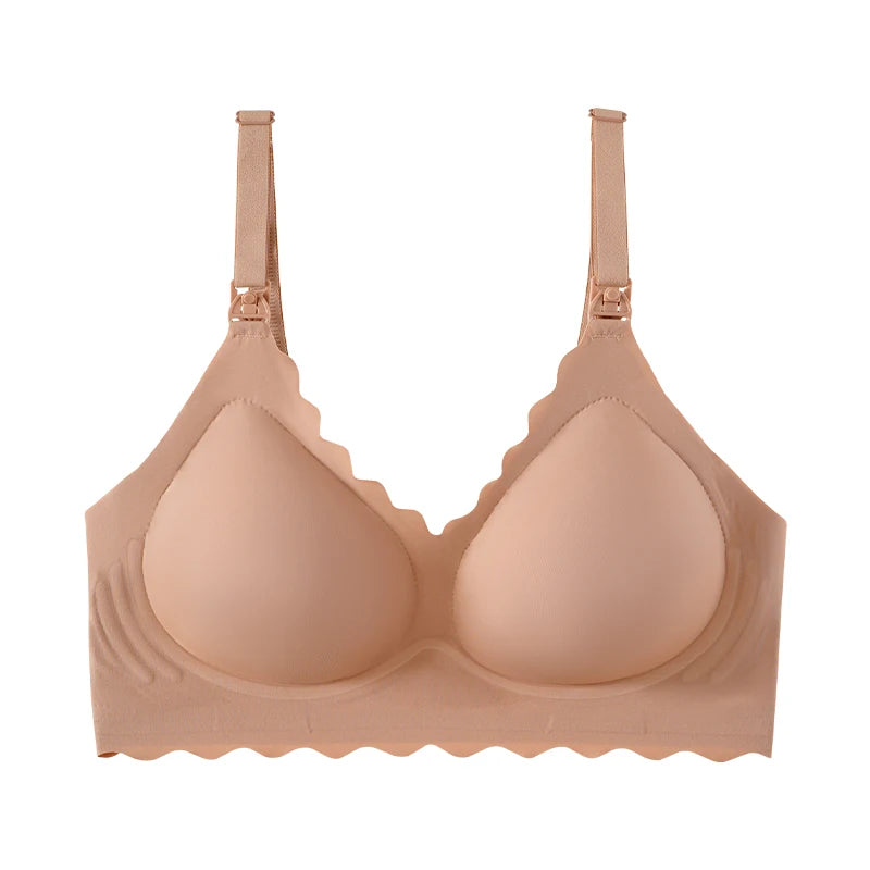 Pregnant Women'S Nursing Bra With Seamless Jelly Soft Support Postpartum One Handed Open Button Nursing Bra Comfortable Bra