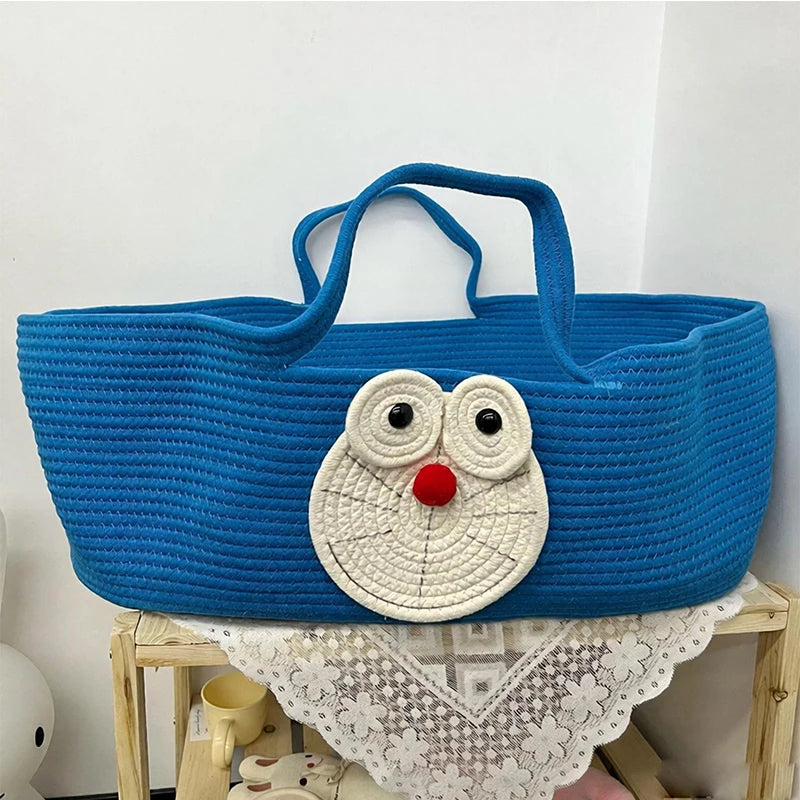 Newborn Infant Cradle Portable Outdoor Cotton Rope Woven Baby Sleeping Clothing Storage Nursery Storage Basket Toddler Nest Bed