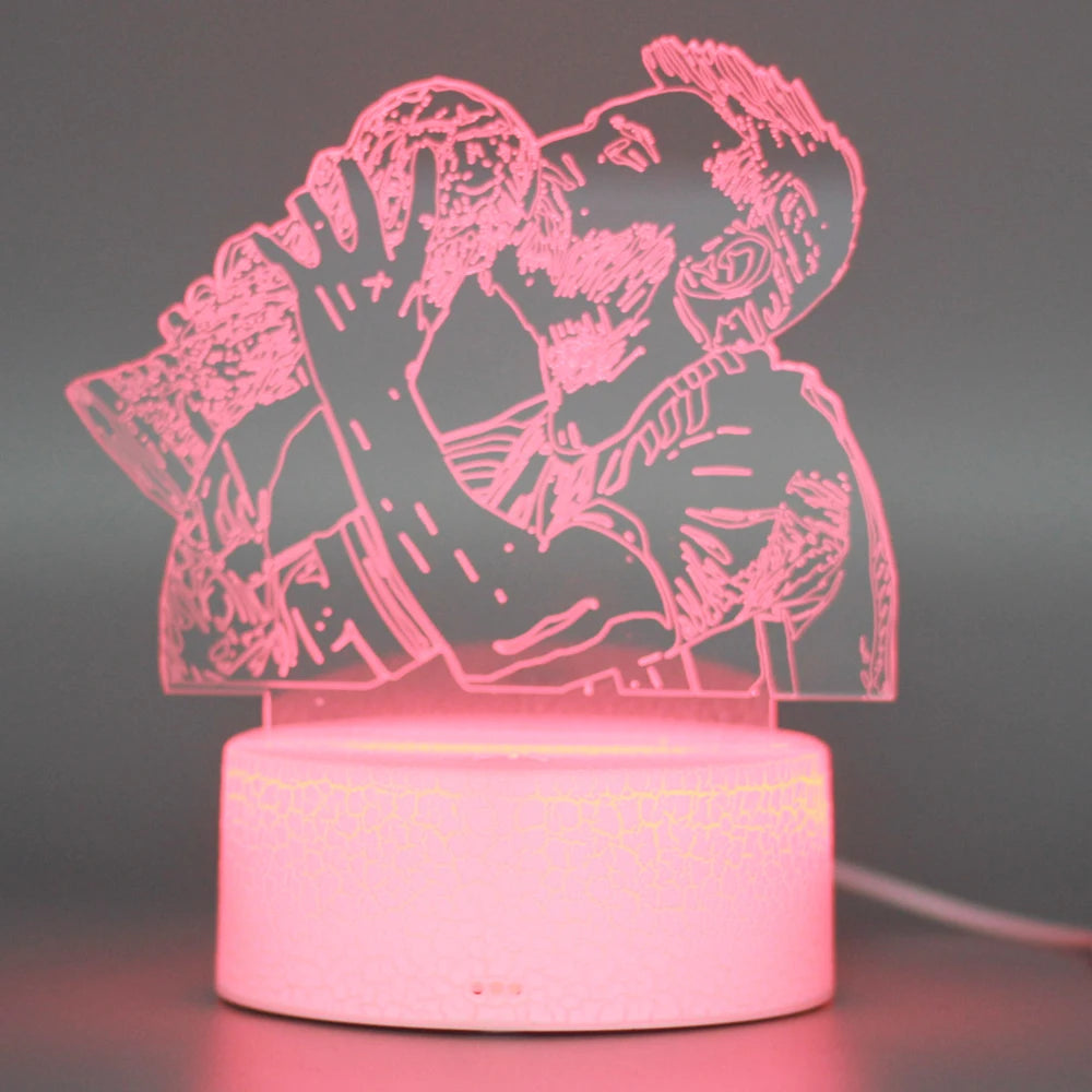 3D Illusion Night Light Messi 7 Color/16 Color Gradient Touch Switch LED Night Light Table Lamp (Crackle White)