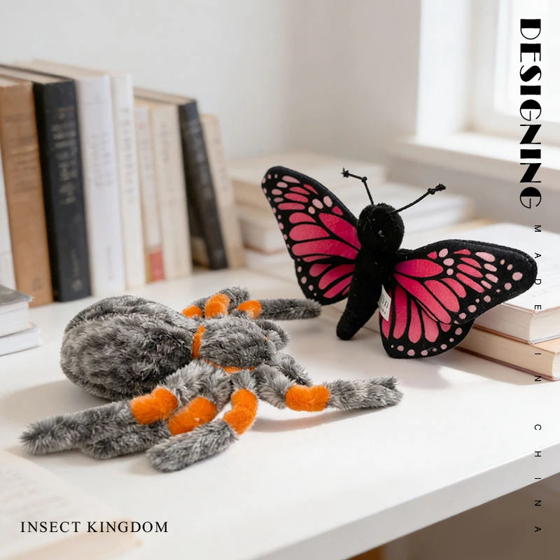 Wholesale 1pcs 6 Kinds Of Insects Plush Toys Lifelike Butterfly Ant Bee Ladybug Mantis Spider Funny Simulated Insect Model Doll